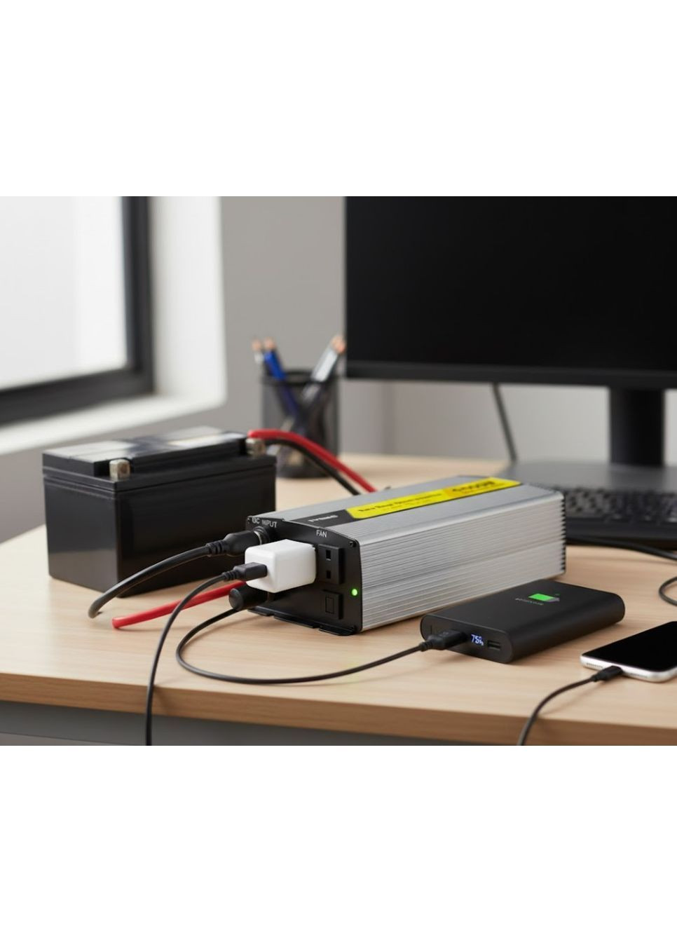 Перетворювач автомобільний інвертор JYINS 12В-220В 1000W з чистою синусоїдою (2104618825) No Brand (370606336)