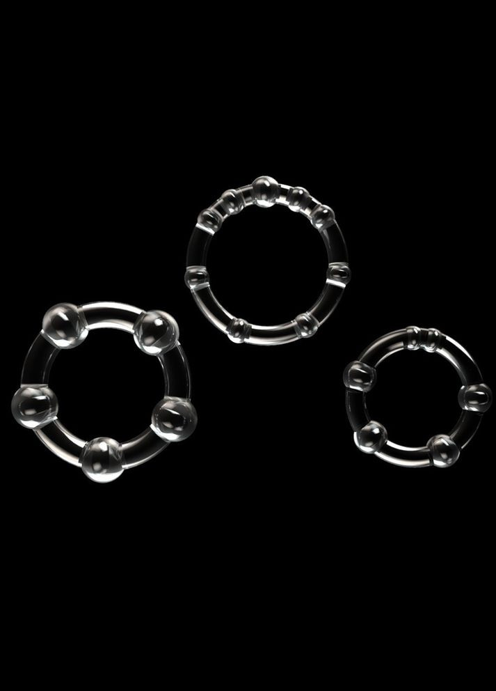 Набір із 3 прозорих ерекційних кілець з намистинками "Power Plus Triple Beaded Ring Set" від Lovetoy (298571963)
