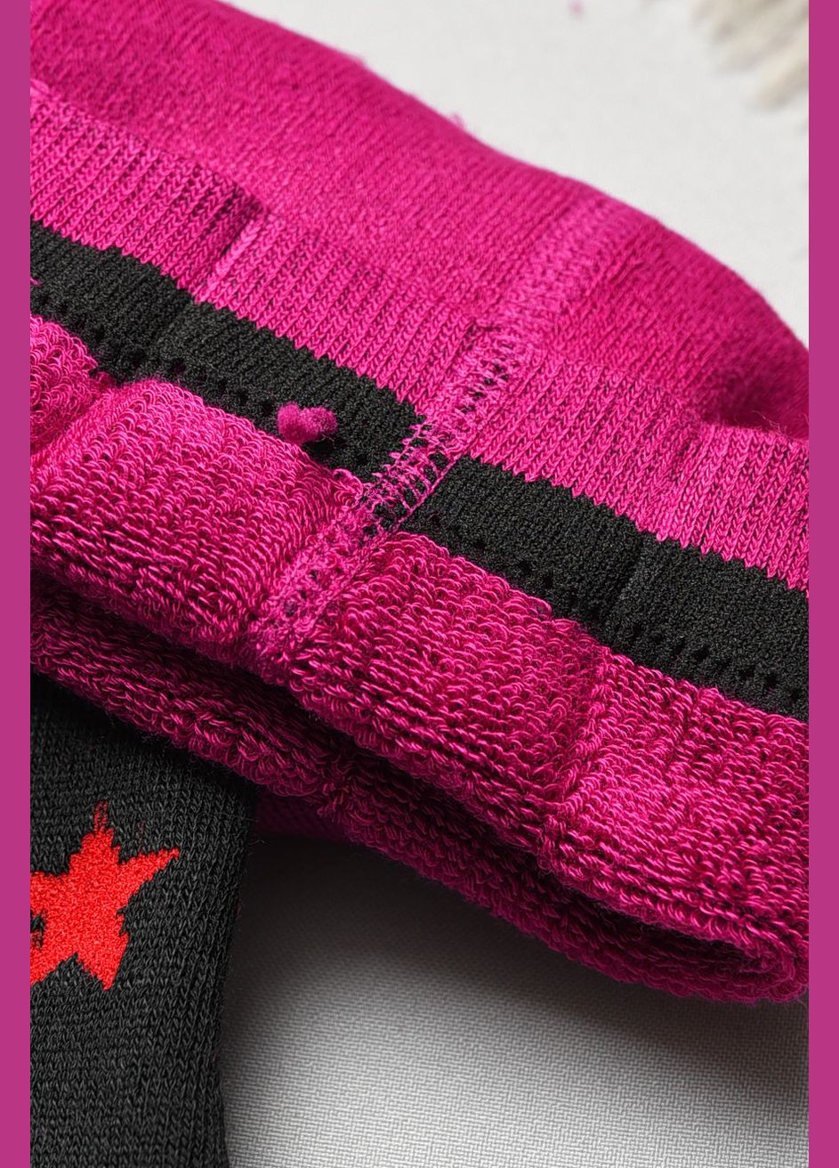 Колготы детские махровые для девочки черно-фиолетового цвета с принтом Let's Shop (304024400)