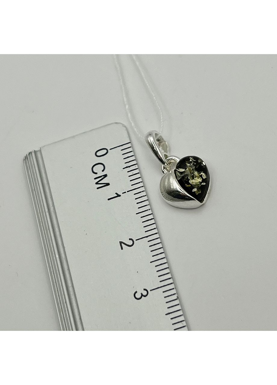 Кулон срібний з бурштином "Сердечко" 1,45 г No Brand (369737085)