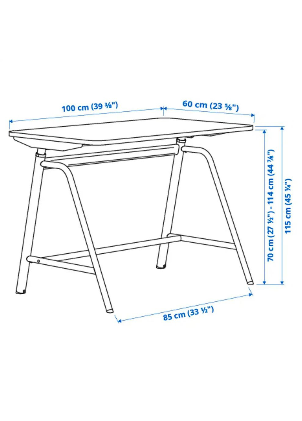 Стіл з регулюванням висоти ІКЕА GLADHOJDEN 100х60 см (30493939) IKEA (278407791)