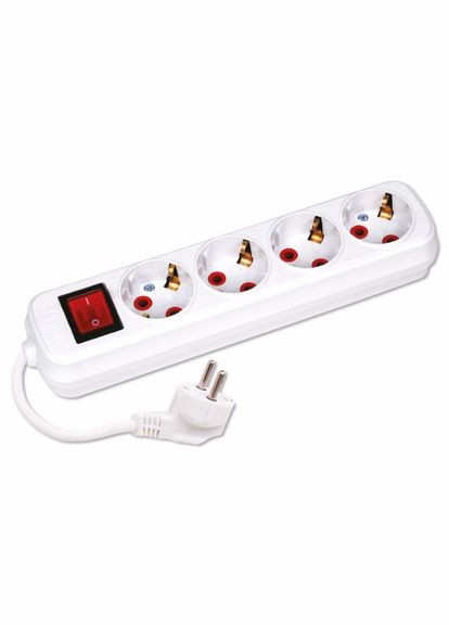 Удлинитель 4 гнезда 5м с заземлением и кнопкой белый (200 405 402) Teb Elektrik (371647676)