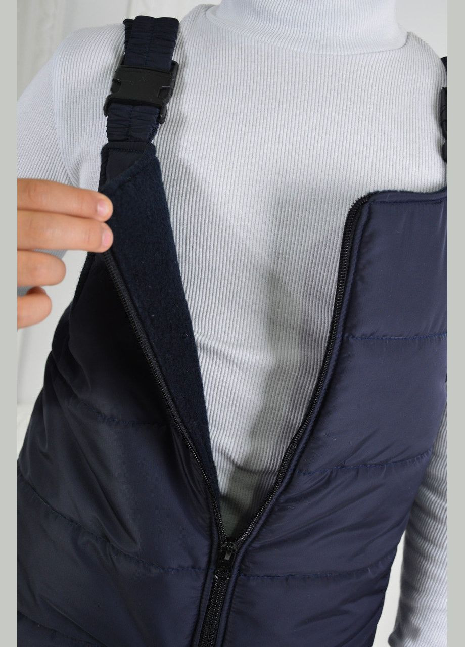 Теплий на флісі, дитячий зимовий для дівчинки, синій Polin Line напівкомбінезон (302748553)