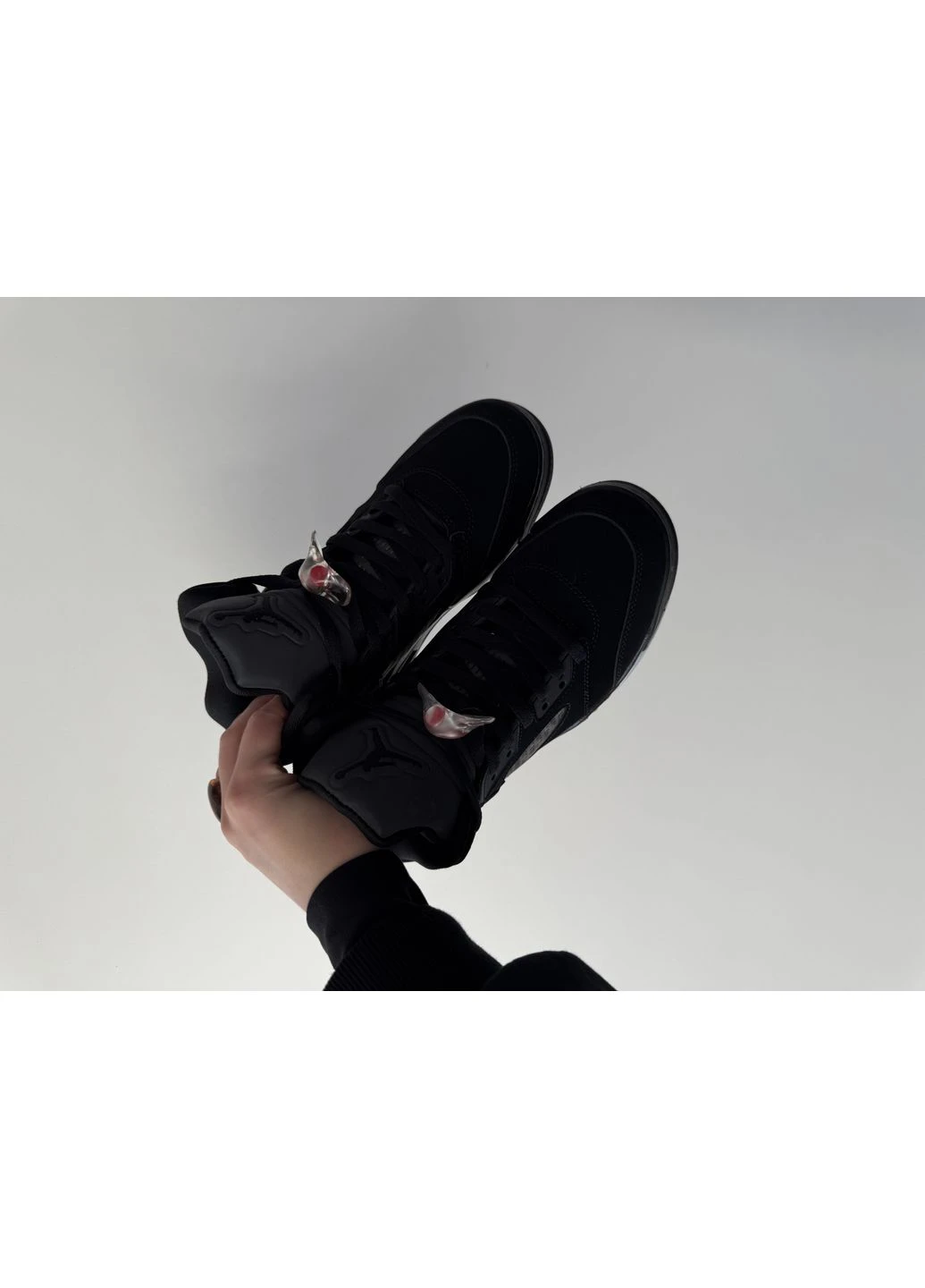 Черные летние кроссовки nike air jordan 5 retro black/blue найк аир джордан No Brand