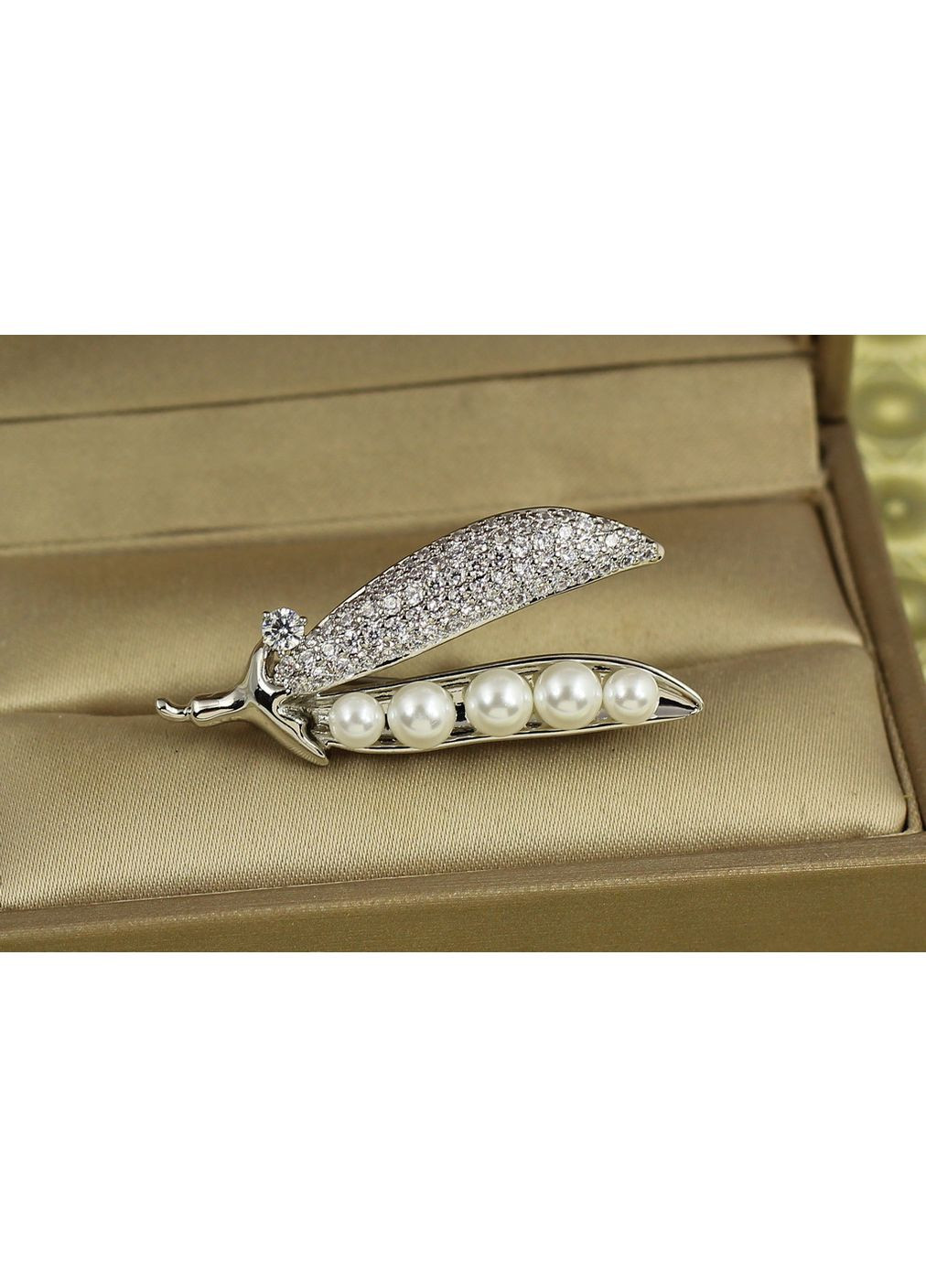 Брошка Стручок з перлинами 4 см срібляста Xuping Jewelry (365248879)