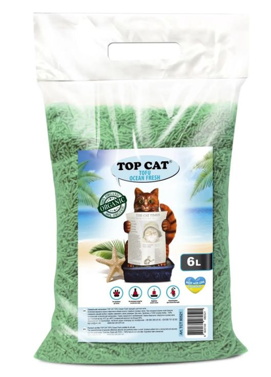 Наполнитель для кошачьего туалета Tofu соевый тофу с ароматом океанической свежести 6 л Top Cat (278076170)