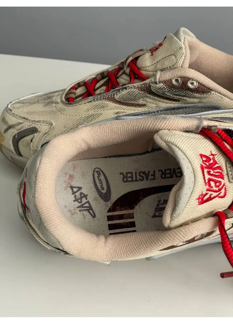 Бежеві кросівки чоловічі puma inhale 'distressed pack - alpine snow' x a$ap rocky | пума інхеіл бежеві демісезон No Brand