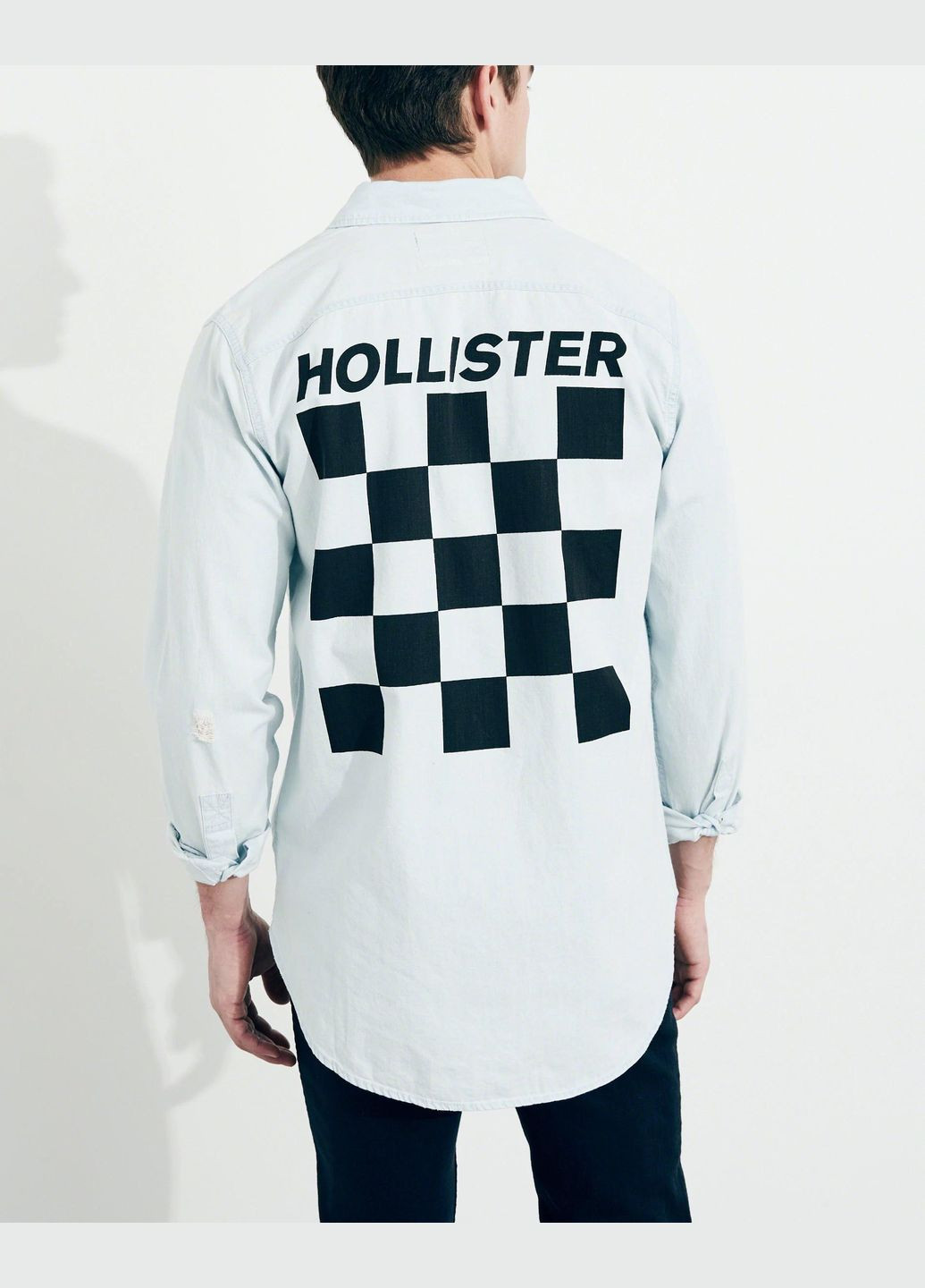 Светло-голубой рубашка Hollister