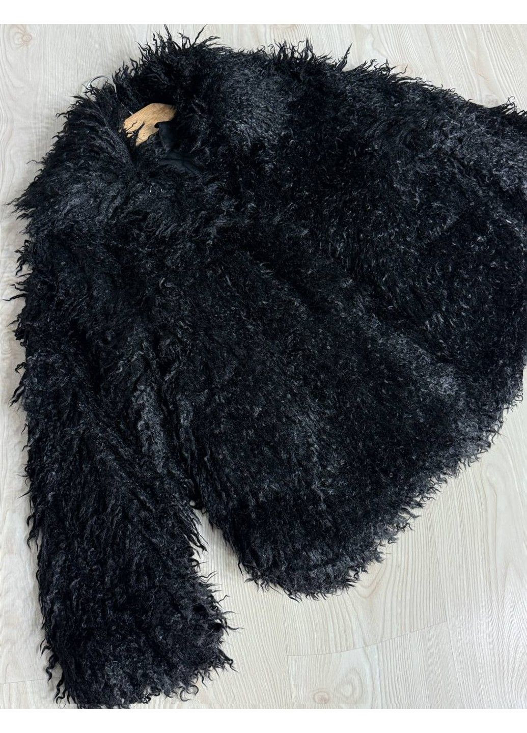 Шуба женская 10018 искусственная под ламу с воротником черная Lady yep (354178749)