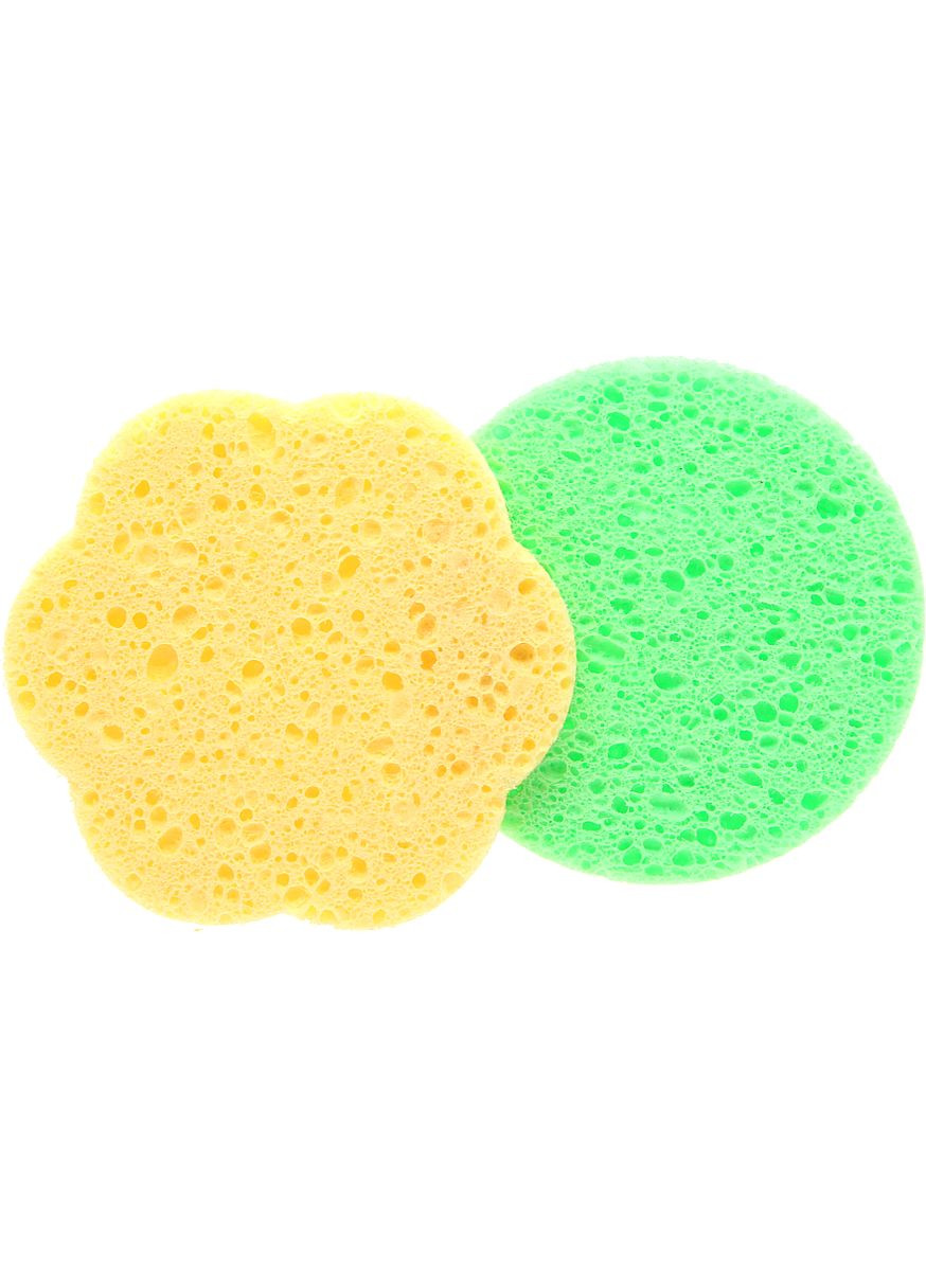 Спонж для умывания, целлюлоза, "Цветок + круг" оранжевый + салатовый 2шт (1092119-27071154) Cosmo shop (368601680)