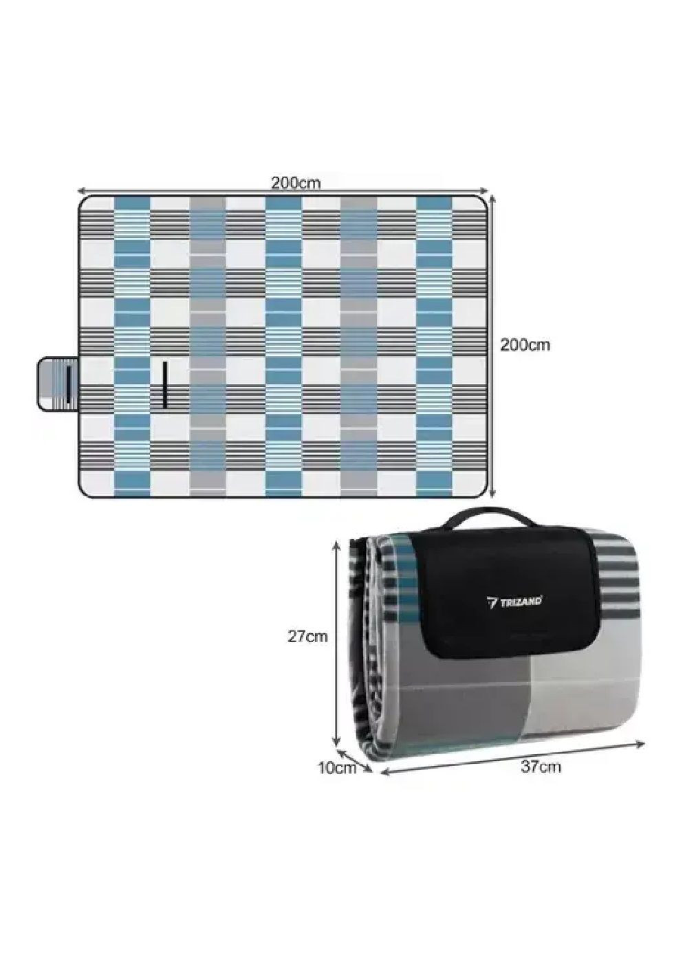 Килимок покривало сумка флісовий водонепроникний для пікніка пляжу прогулянки відпочинку на природі XXL 200x200 см (477756-Prob) Unbranded (299760736)