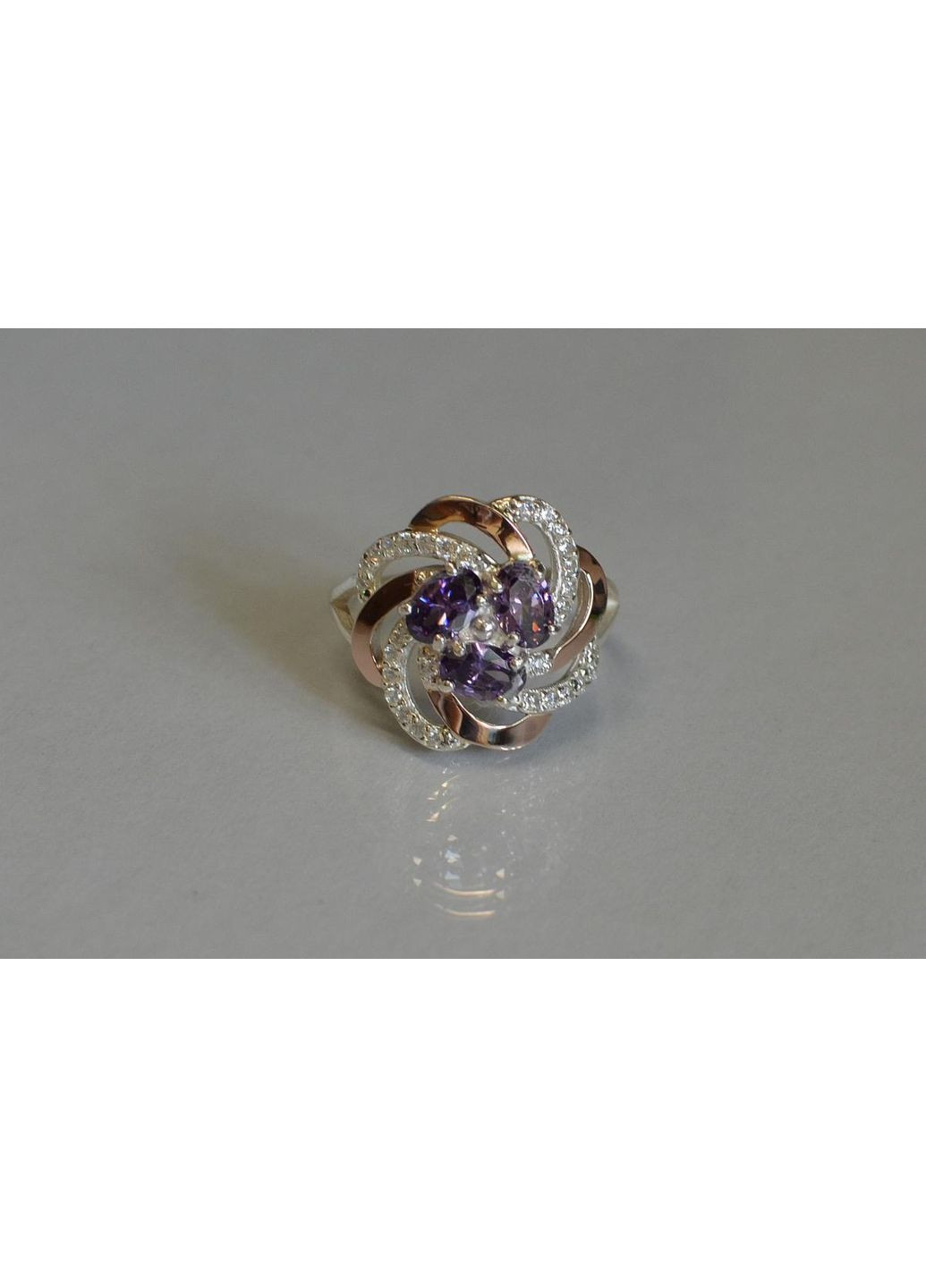 Каблучка із срібла з золотими напайками (пластинами) Silver Style (367268338)