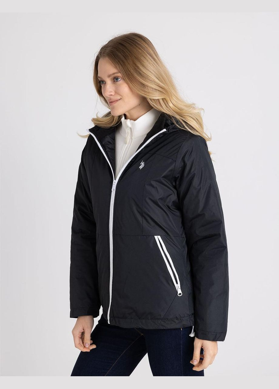 Черная демисезонная ветровка с капюшоном женская U.S. Polo Assn.