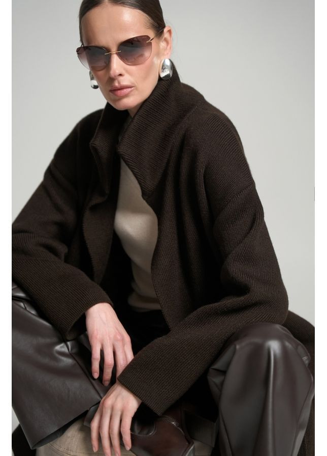 Коричневое Пальто 2788 Горький шоколад Triko Bakh