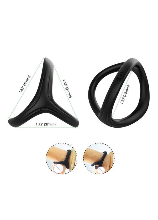 Ерекційне кільце ультрам'яке розтяжне Adorime Tresor силіконове 3в1 Чорне No Brand (372502385)