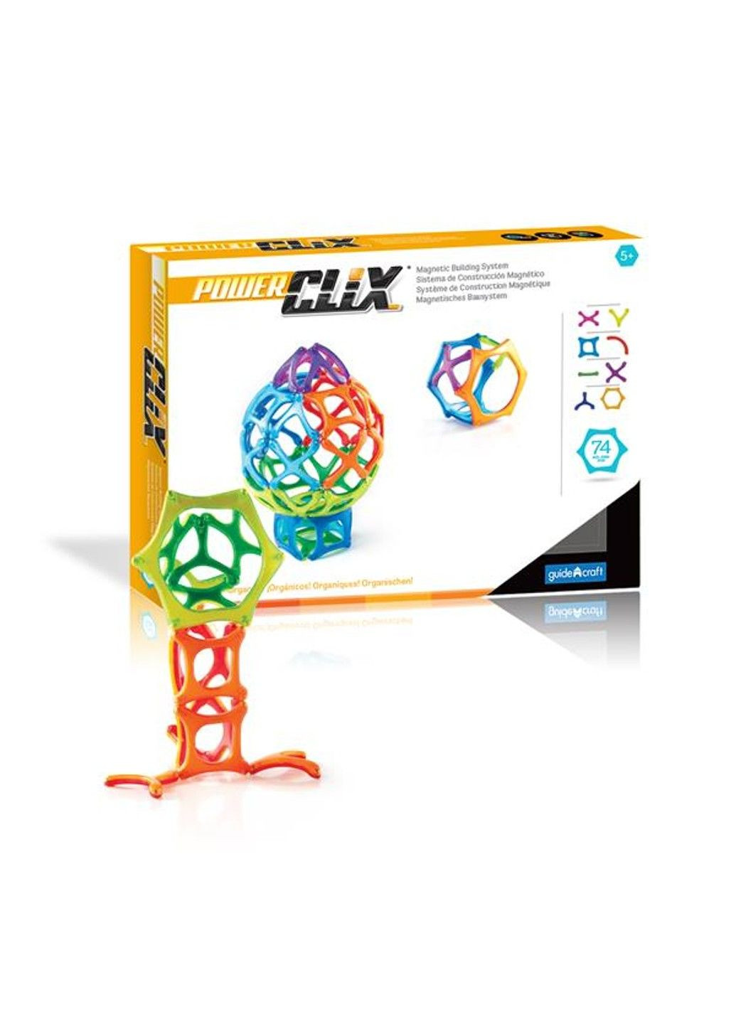 Магнітний конструктор PowerClix Organics, 74 деталі (G9432) Guidecraft (335054675)