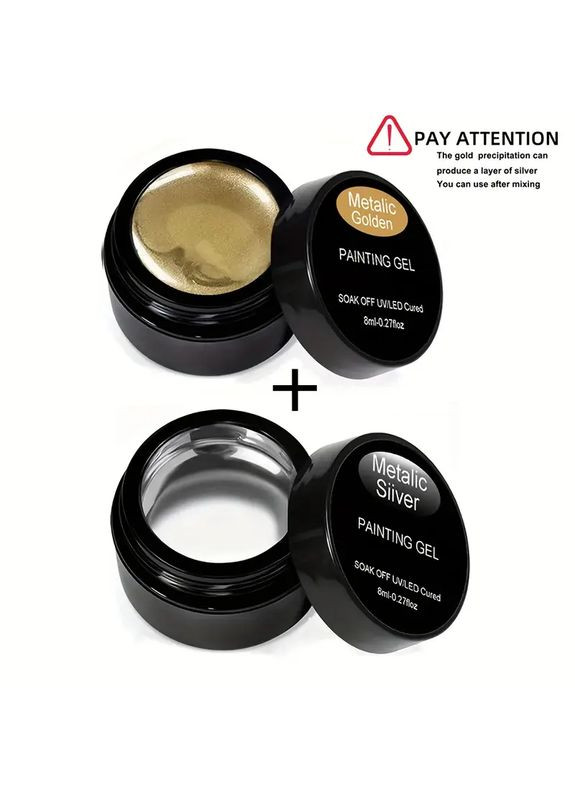 Набір гелів для нігтів «Golden + Silver Mirror Gel», 2 шт, золотий та срібний Golden Silver (356130071)