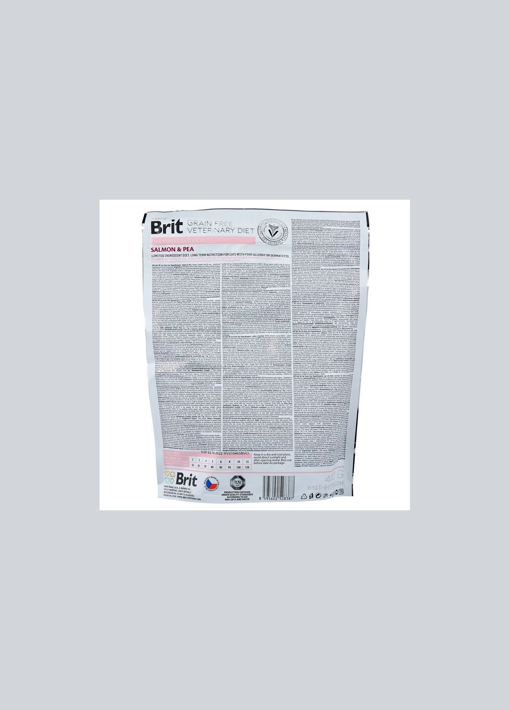 Корм сухой GF VetDiet Cat Hypoallergenic для кошек с пищевой аллергией и непереносимостью с лососем 400 г Brit (342374096)