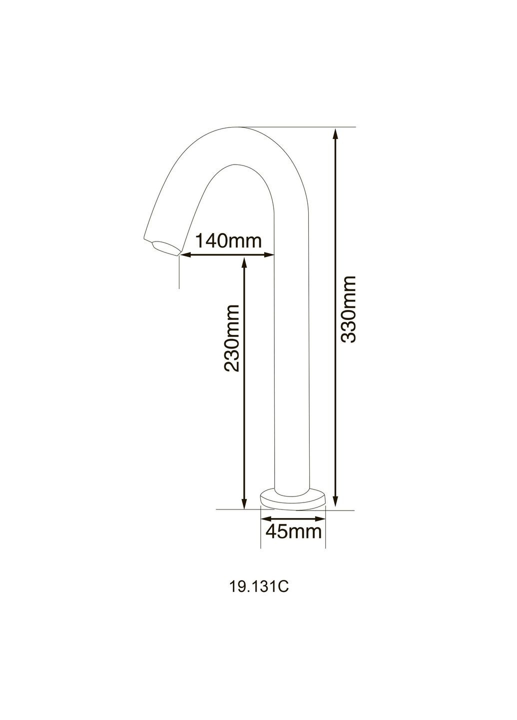Кран сенсорний для умив-ка 19.131C-DC/AC (220V/6V),висота 330мм,з трансформатором,латунь Cold HOTEC (338863820)