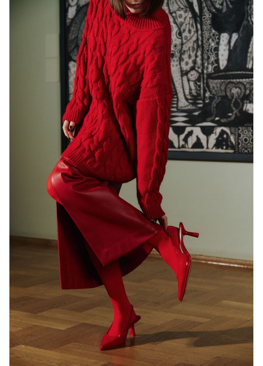 Спідниця з екошкіри червоного кольору TAYU спідниця (365062178)