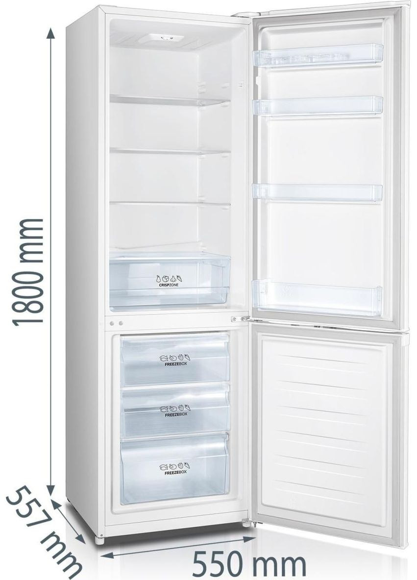Холодильник з нижн. мороз. камерою, 180х55х56см, 2 дв., Х-198л, М-66л, A+++, ST, Білий Gorenje (360404042)