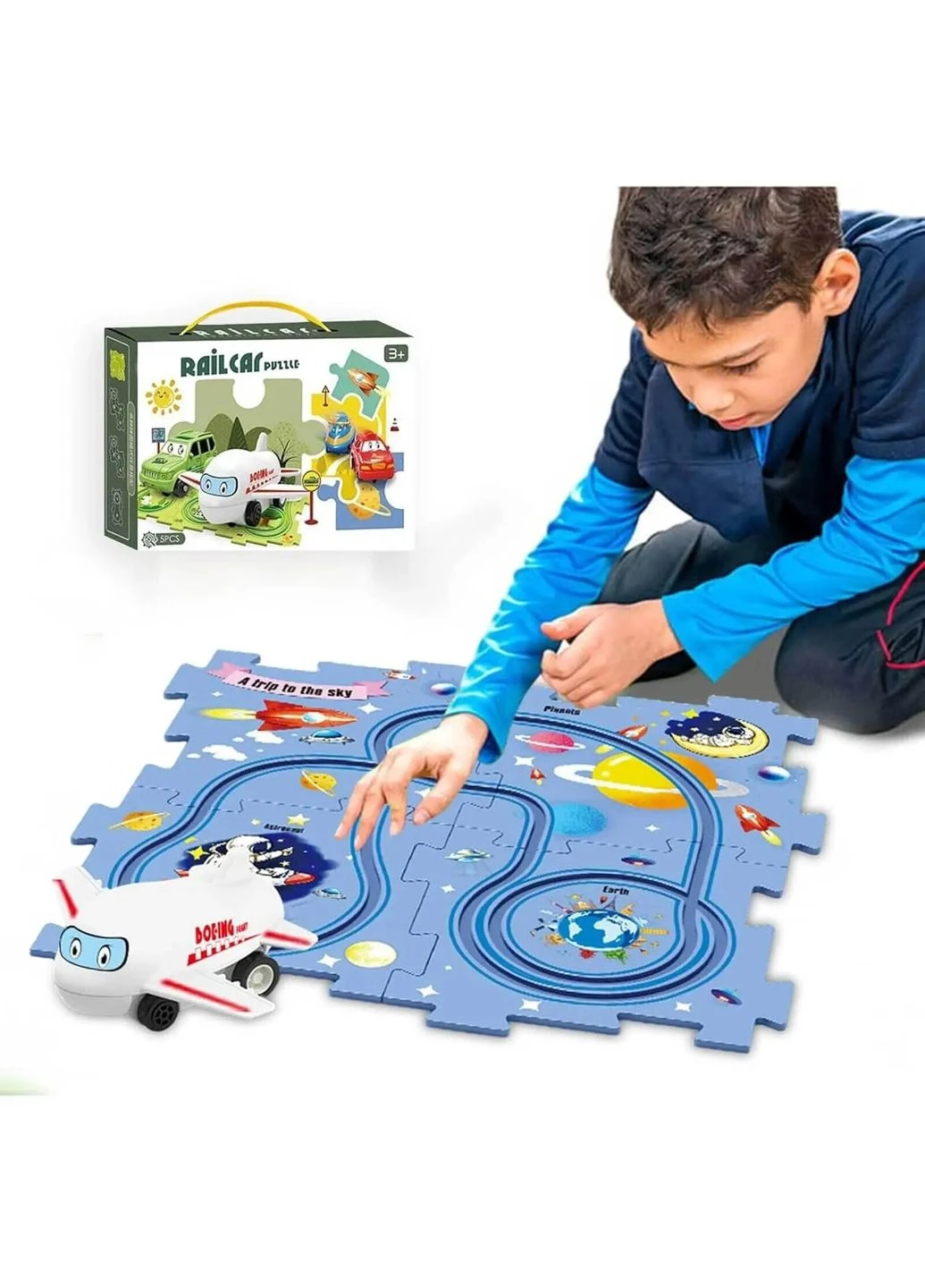 Пазл для детей Railcar Puzzle с игрушечным самолетом 5 деталей головоломка для развития логики и моторики Domotec (379899591)