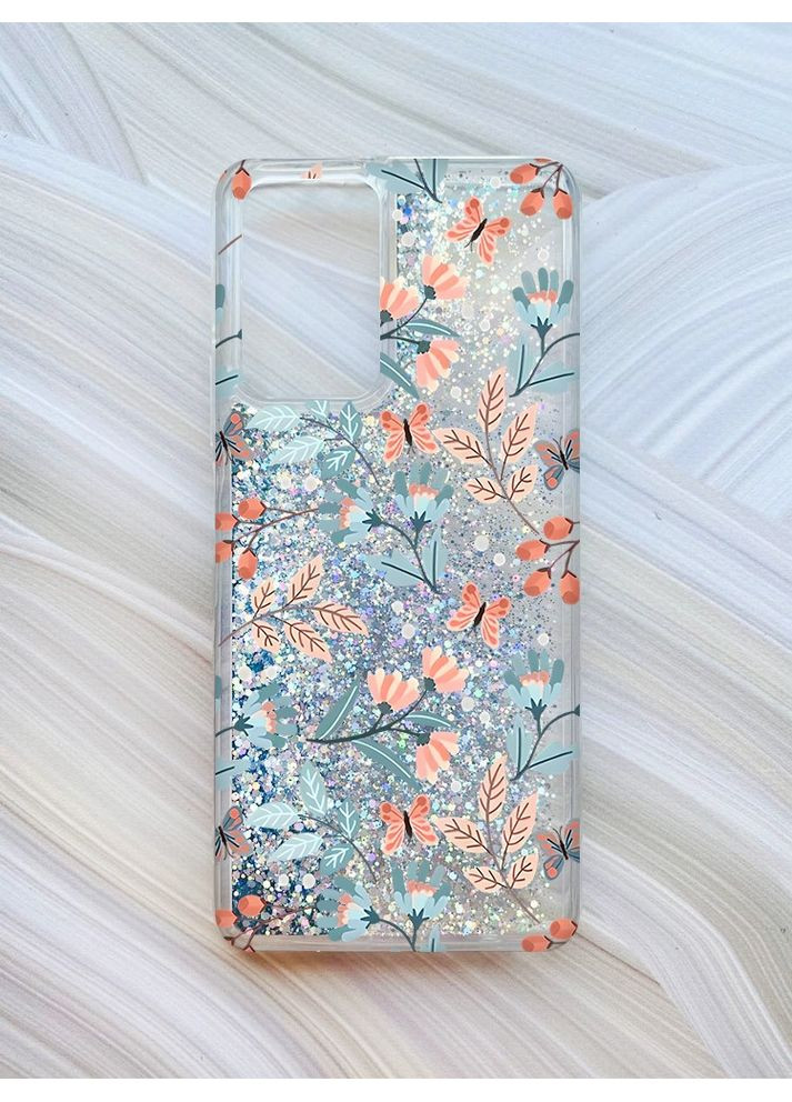 Чехол с плавающими блестками на Xiaomi Redmi Note 10 Pro/10 Pro Max:: Цветочный фон (принт 370) CASE CONTROL (360658935)
