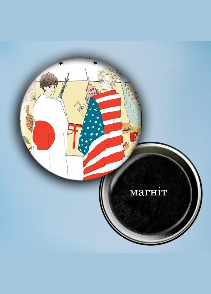 Фотомагнит (магнит на холодильник) Аниме Бананова Рыба #0011 56 мм черный No Brand (309153881)