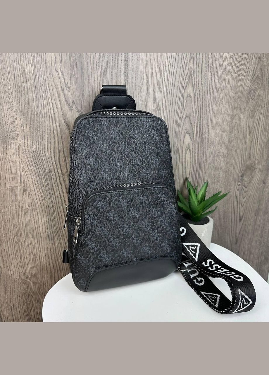 Чоловіча сумка-бананка месенджер на груди стиль Guess, барсетка грудна чорна Гесс No Brand (334730655)
