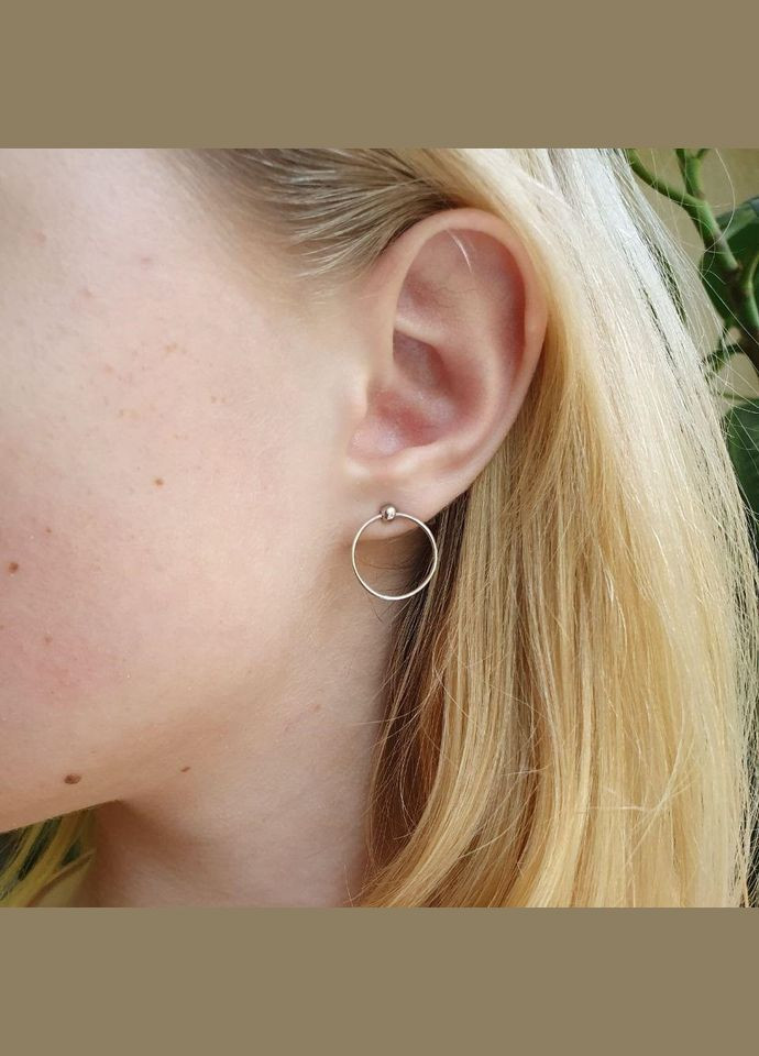 Срібні сережки пусети Коло без камінців Каштан (342335274)