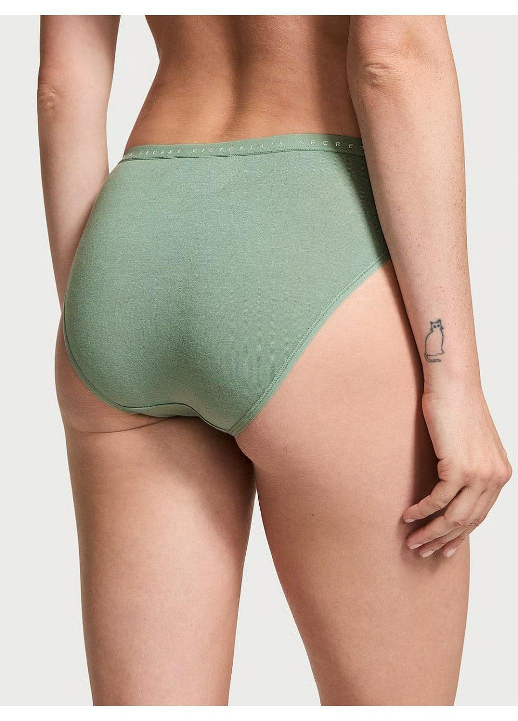 Трусики-бикини женские хлопковые Stretch Cotton Bikini Panty зеленые Victoria's Secret (370139622)