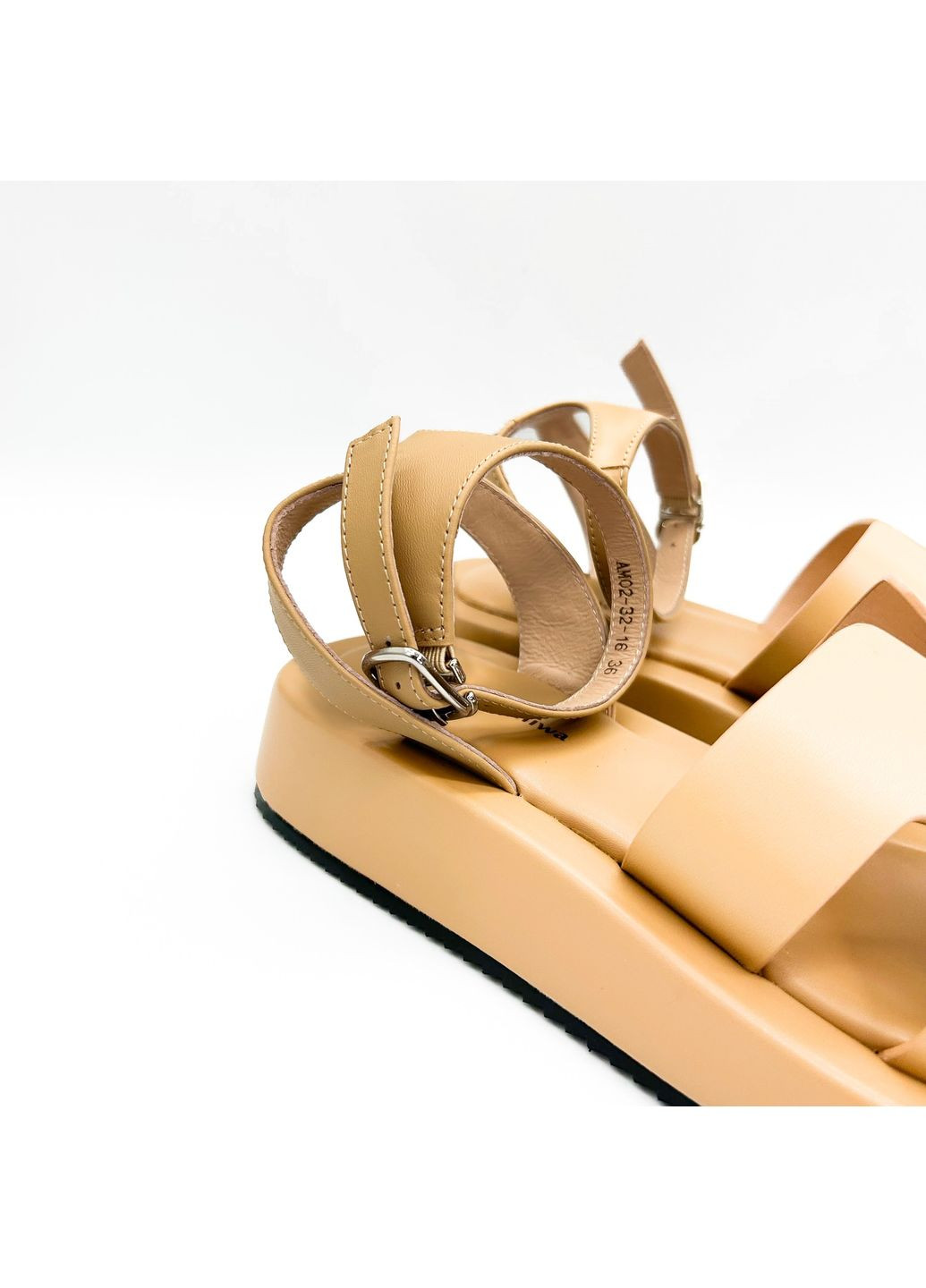 Бежевые босоножки (р) кожа 0-1-1-am-02-32-16 Arees Meniwa с ремешком