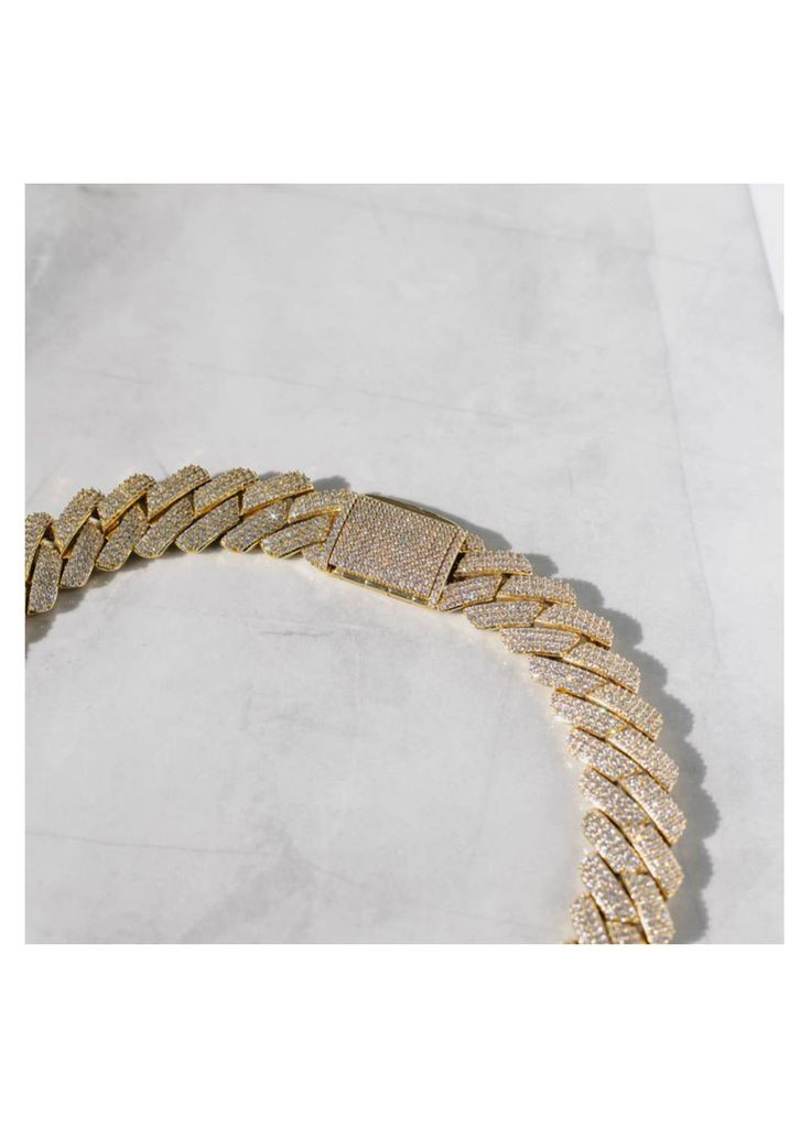 Цепь кубинская золотая No Brand Cuban Bling Chain 57 см (356677727)