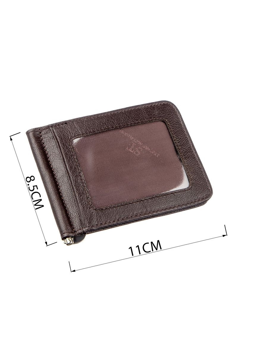 Чоловічий шкіряний затискач для купюр і карт з коричневим магнітом (sku_18938) No Brand (327819608)