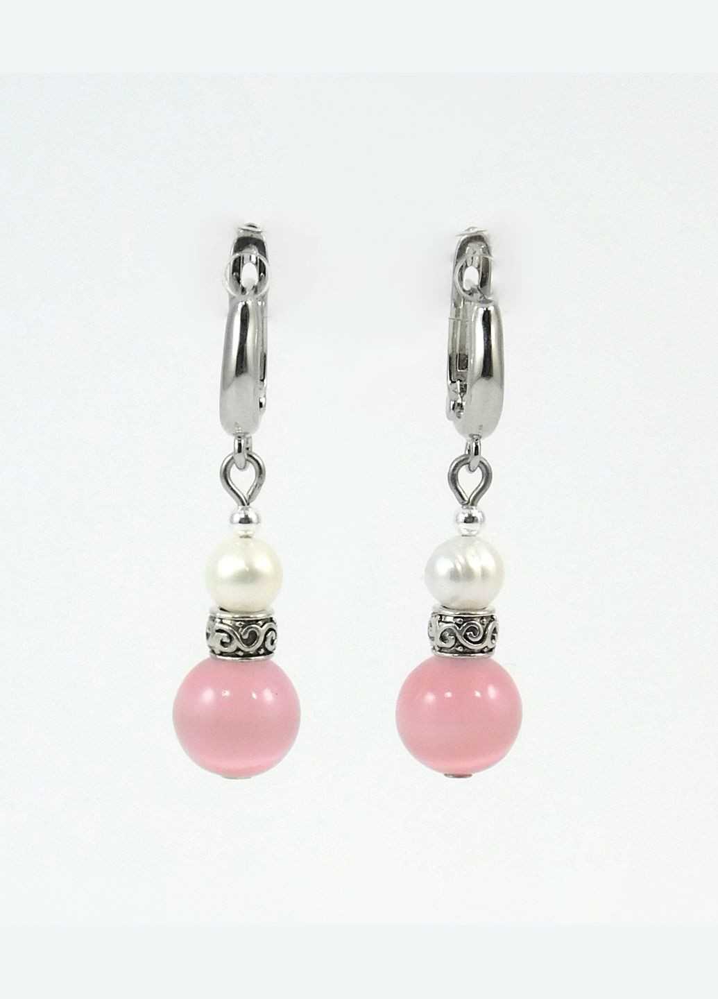 Сережки "Рожа 2" Котяче око, Перли Fursa fashion (322033771)