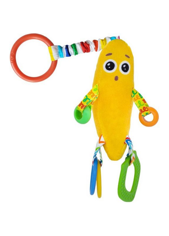 Брязкальце-піщалка з прорізувачем Банан м'яка іграшка для малюків від 3 місяців розвиваюча іграшка Macik (368757543)