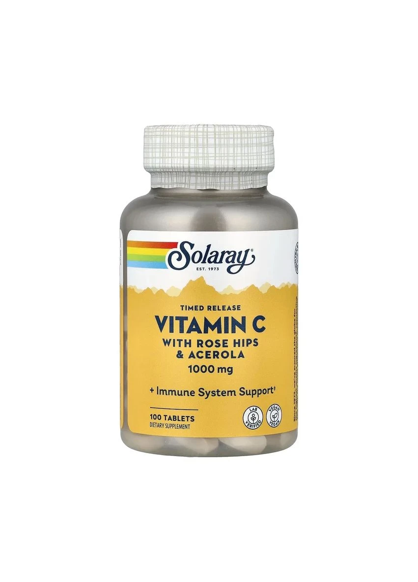 Вітамін С двофазне вивільнення Vitamin C 1000 мг 100 таблеток Solaray (361118481)