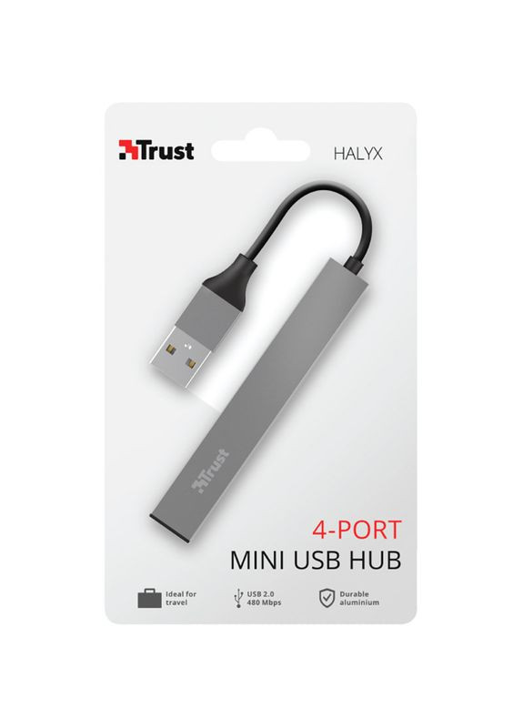 USB-хаб Halyx Aluminium 4-Port Mini USB Grey (23786) Trust (306850012)