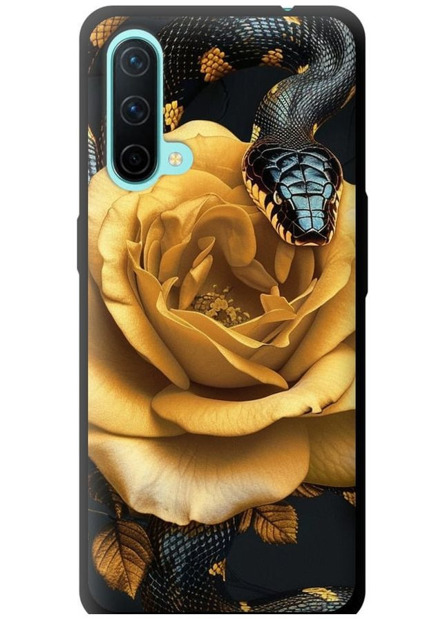 TPU чорний чохол 'Black snake and golden rose' для Endorphone OnePlus Nord CE (286770706)