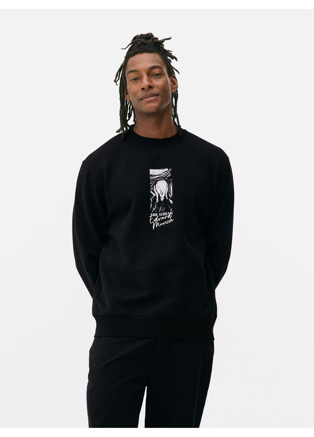 Черный свитшот флис,черный с принтом, Primark (369645068)