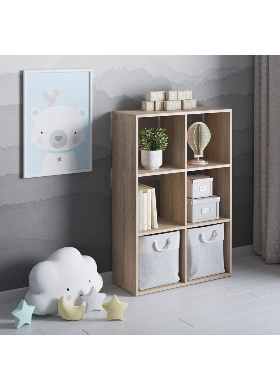 Стелаж для книг, стелаж для дому на 6 комірок M-58 Дуб сонома VAYS (373315163)