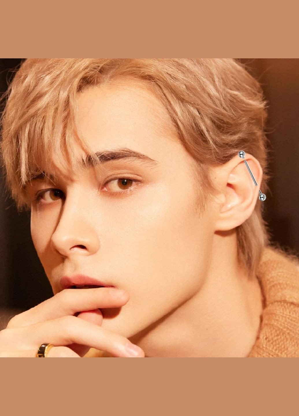 Сережка для пірсинга Штанга з кульками для вух хірургічна сталь 316L Сталистий 47 мм x 5 мм Pr00091 Finding (315799889)