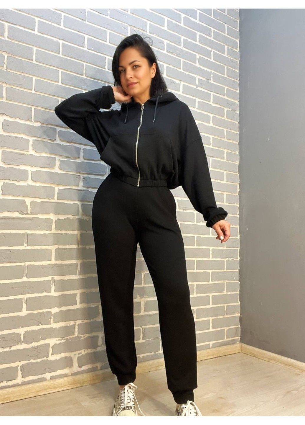 Штаны женские No Matter What 1558 спортивные джоггеры снизу манжет бифлекс черные No Brand (315072058)