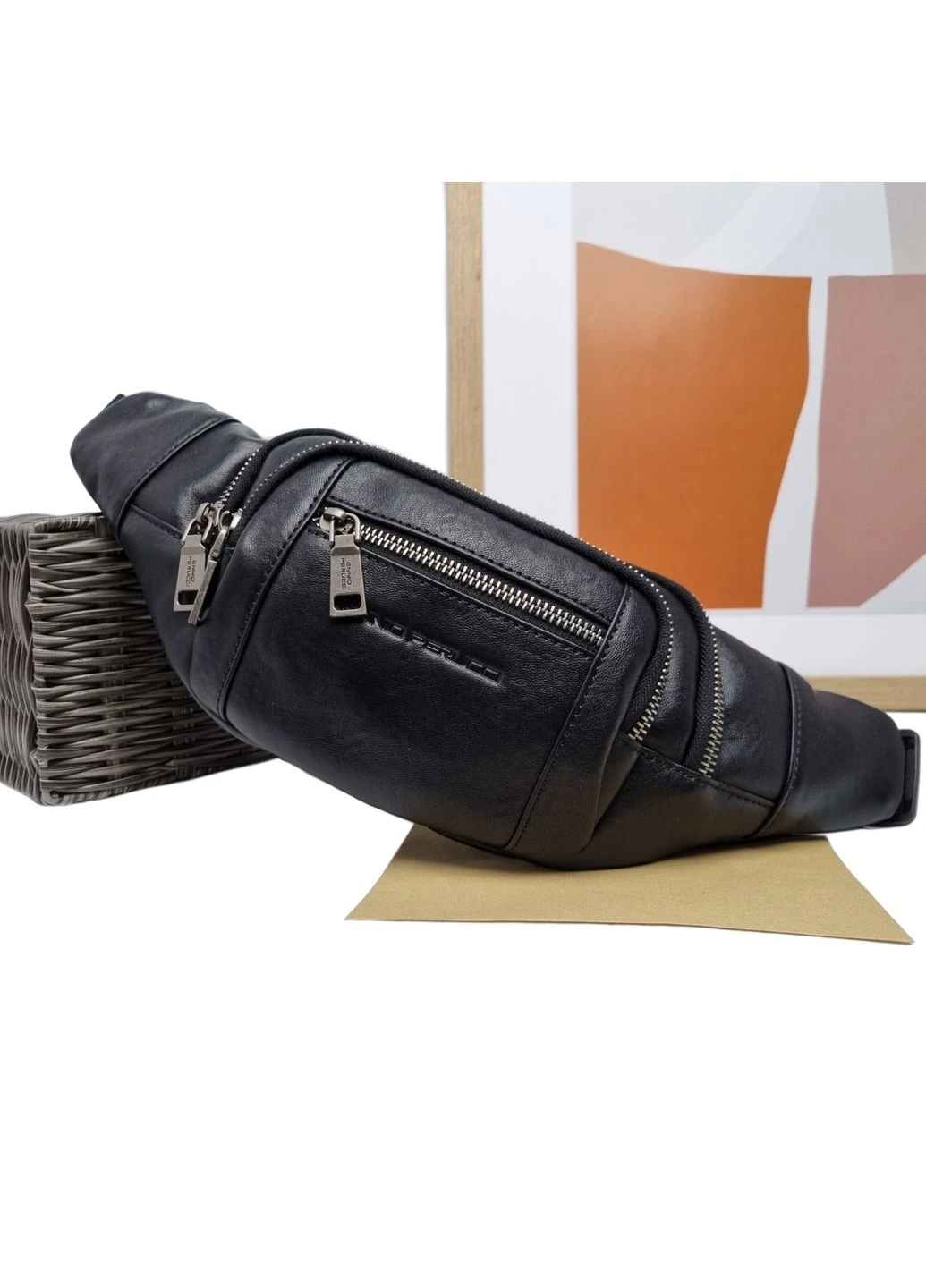 Мужская поясная сумка натуральная кожа 6101Z black Ennio (379834377)