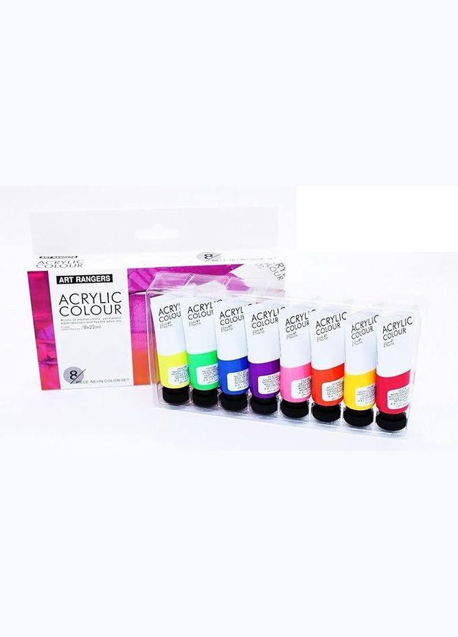 Акрилові фарби для малювання з неоновим ефектом Acrylic Neon 8 кольорів 22 ml. Art Rangers (322772730)