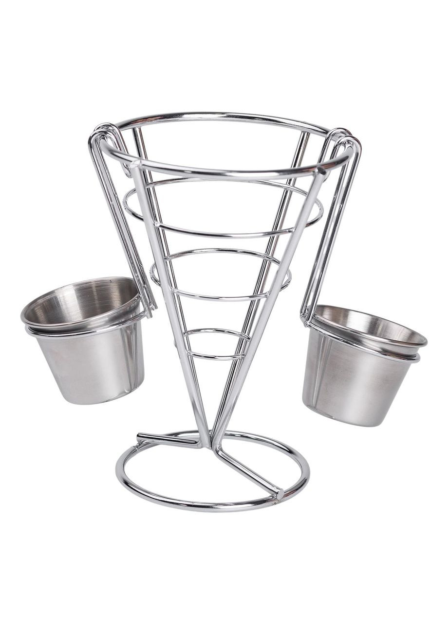 Кошик конусний для картоплі фрі з соусниками 15×15×13,5 см Сірий Zhongjing (360456900)