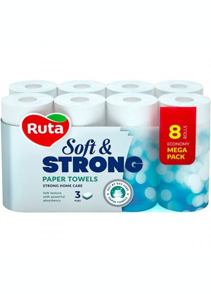 Паперовий рушник Ruta soft & strong 3 шари 8 рулонів (268142431)