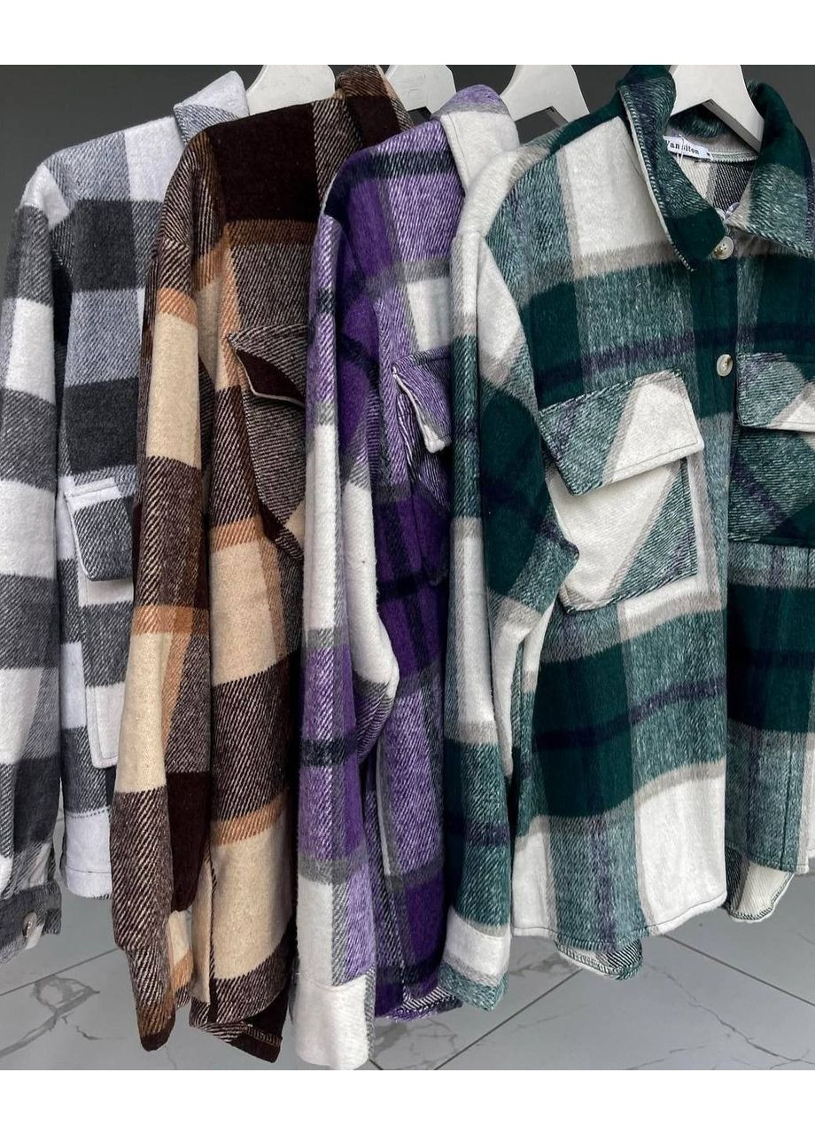 Темно-бежевая повседневный, кэжуал рубашка в клетку No Brand