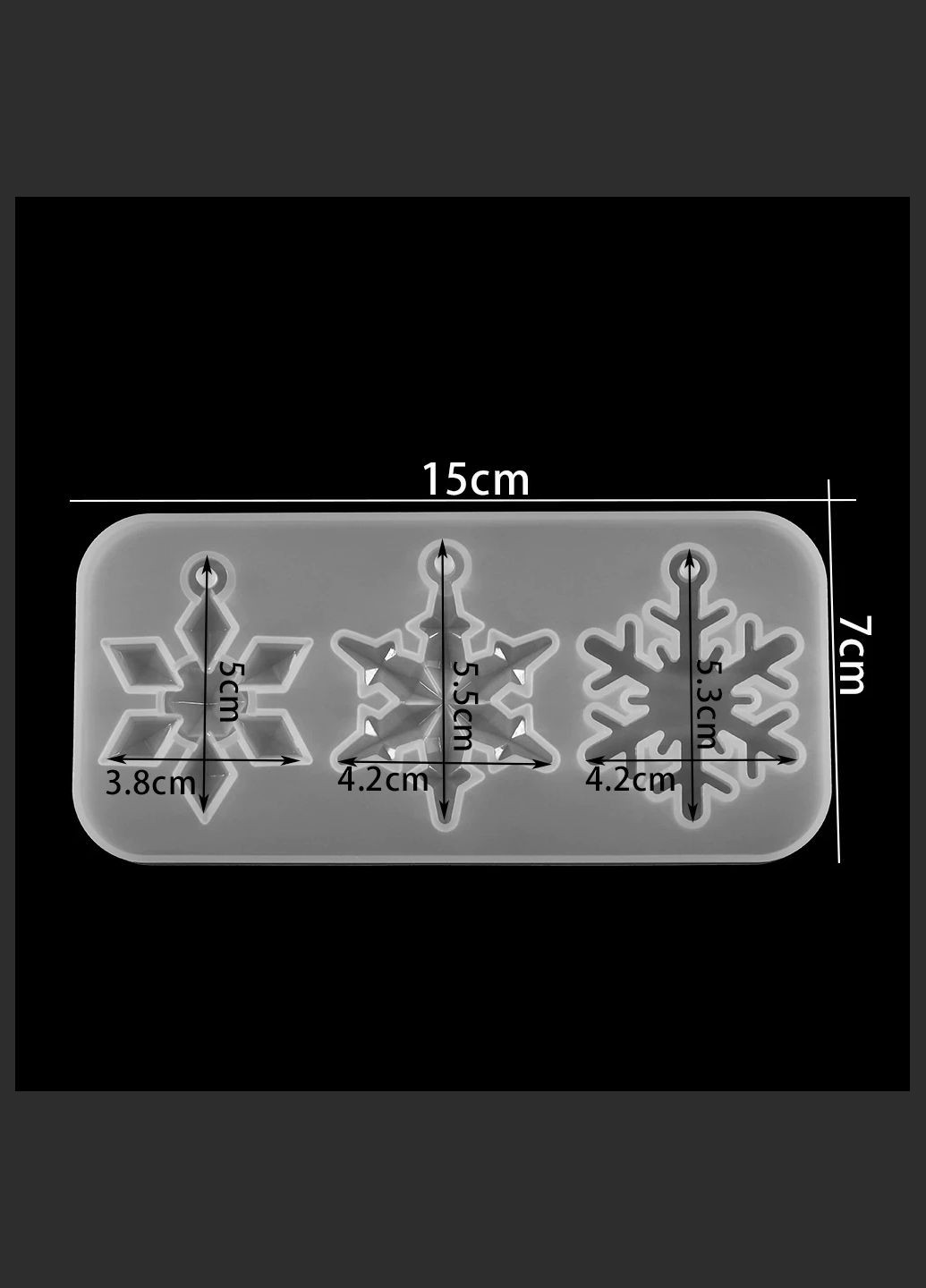 Форма для эпоксидной смолы Молд снежинки 3 вида Силиконовый 15 см х 7 см Finding (316248997)