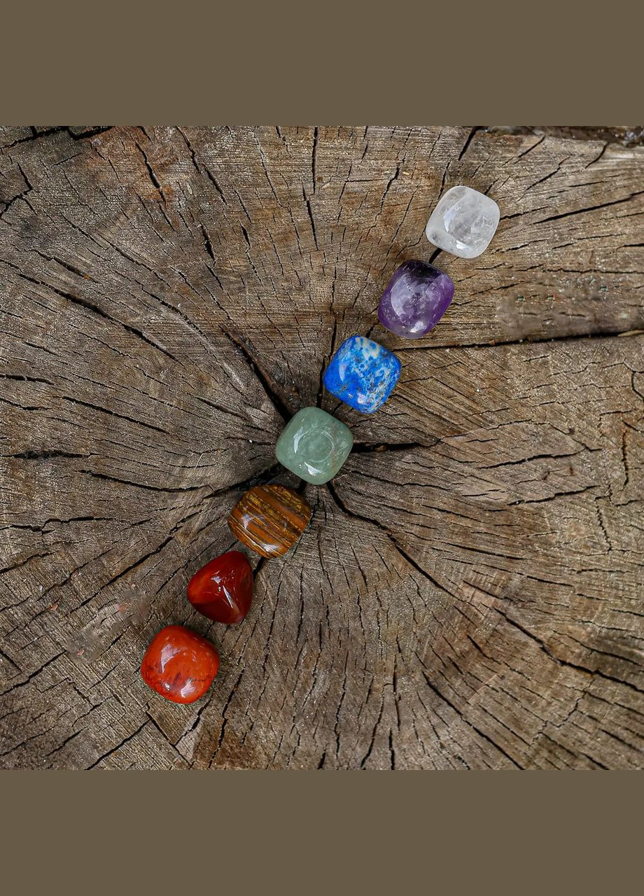 Чакральні камені 7 шт натуральні галтовка 2 см (+-) + мішечок для зберігання No Brand Набір (327106424)